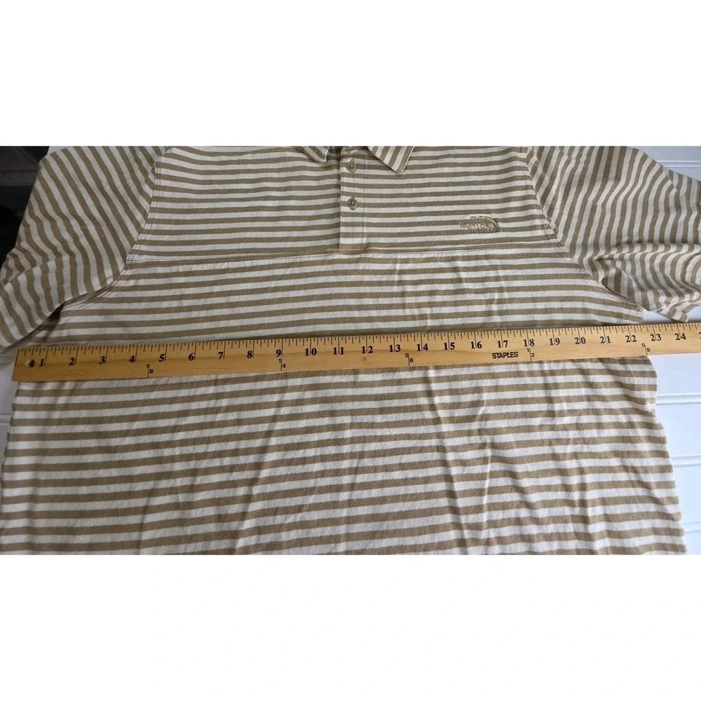 The North Face Polo Shirt Mens X-Large BROWN CREAM Striped Casual Short Sleeve